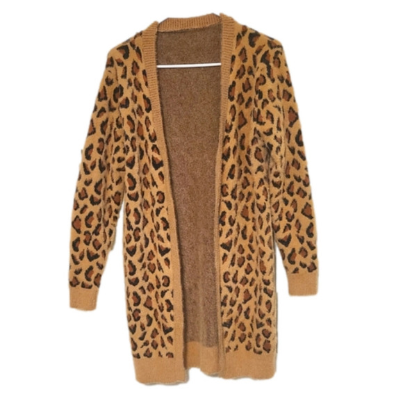 Anthropologie Sweaters - Cheetah Print Open Face Cardigan Long Sleeve Sweater